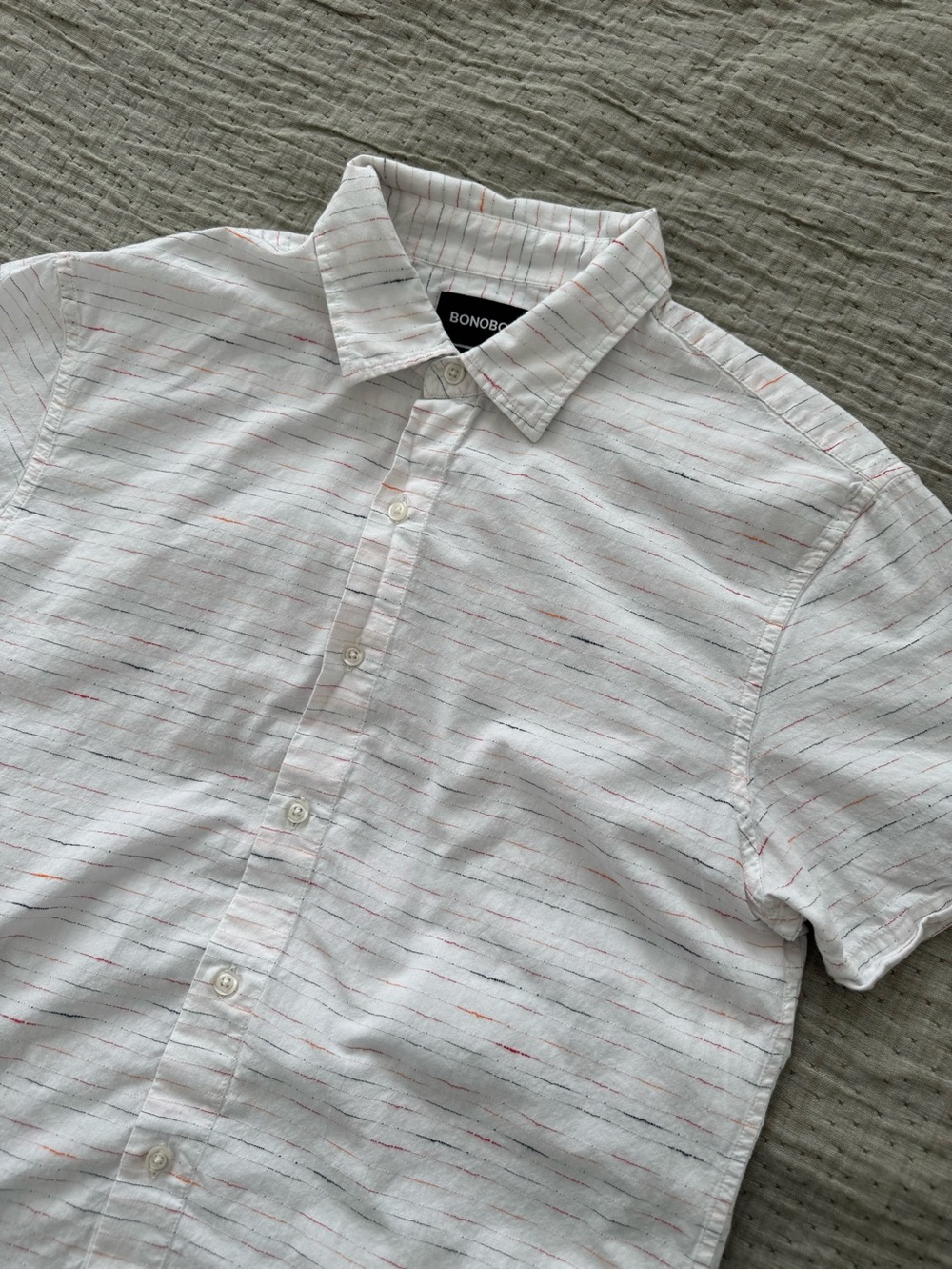 Bonobos Slim Fit Short Sleeve Subtle Stripe Button Down Summer Polo Shirt